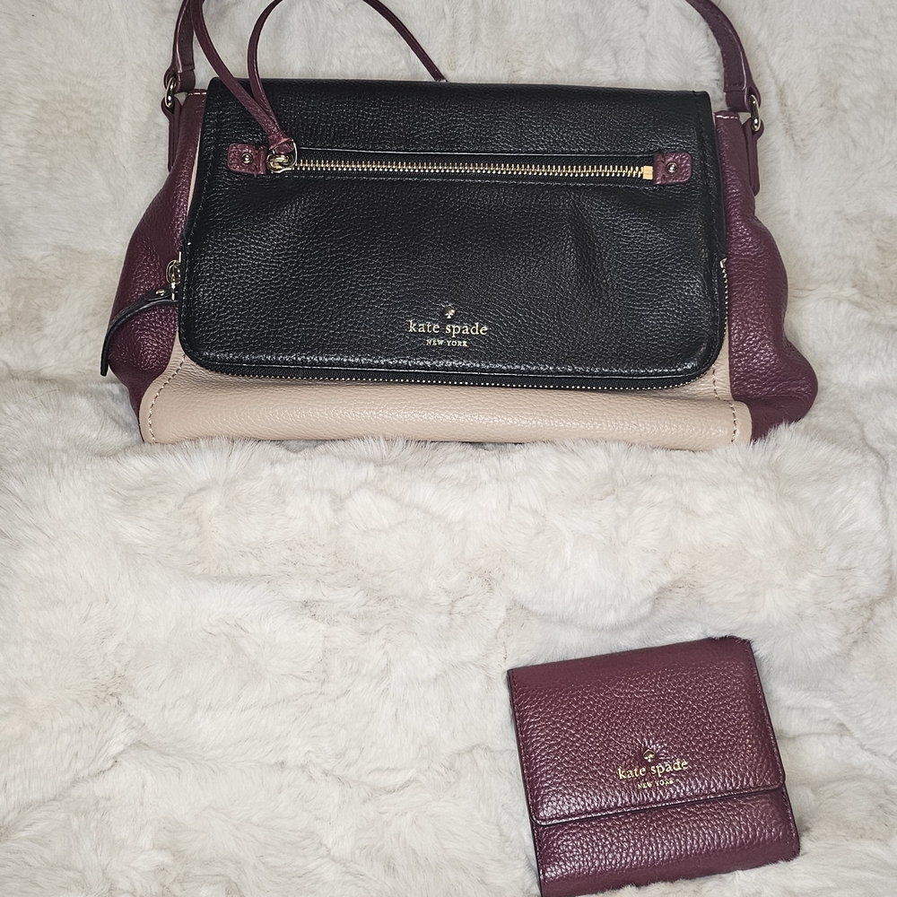 Kate Spade Black, Burgundy, and Cream Shoulder Bag